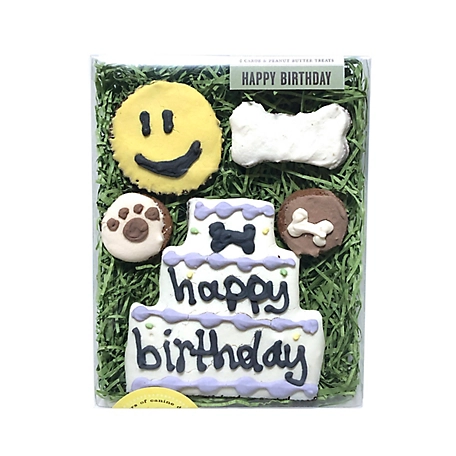 Bubba Rose Biscuit Co. Peanut Butter and Carob Flavor Happy Birthday Dog Treat Box