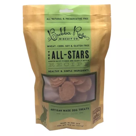 Bubba Rose Biscuit Co All-Stars Peanut Butter Bacon and Cheese Dog Treats 6.5 oz. Dog Biscuits & Cookies