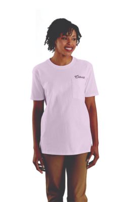 Carhartt Women's Short-Sleeve Loose Fit Heavyweight Pocket Script Graphic T-Shirt, Stretchable Fabric