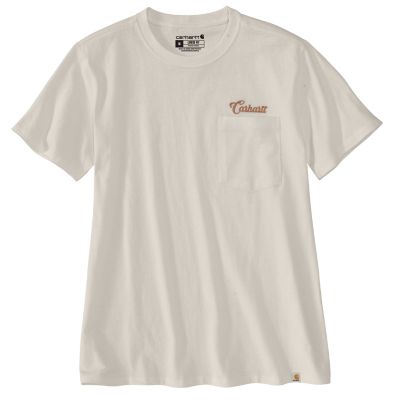 Carhartt Women's Short-Sleeve Loose Fit Heavyweight Pocket Script Graphic T-Shirt, Stretchable Fabric