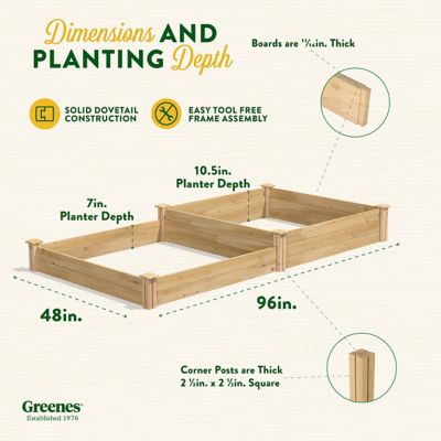 Image showing 6 th Greenes Original Cedar Stackable Raised Garden Bed, 4 ft. x 8 ft. x 7-10.5 in.