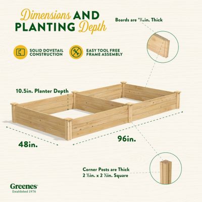 Image showing 6 th Greenes Original Cedar Stackable Raised Garden Bed, 4 ft. x 8 ft. x 10.5 in.