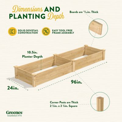 Image showing 6 th Greenes Original Cedar Stackable Raised Garden Bed, 2 ft. x 8 ft. x 10.5 in.