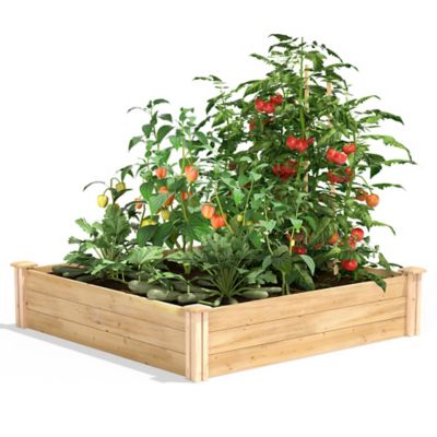 Greenes Original Cedar Stackable Raised Garden Bed, 4 ft. x 4 ft. x 10.5 in.