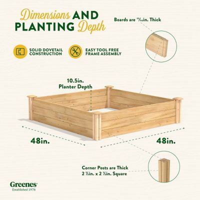 Image showing 6 th Greenes Original Cedar Stackable Raised Garden Bed, 4 ft. x 4 ft. x 10.5 in.
