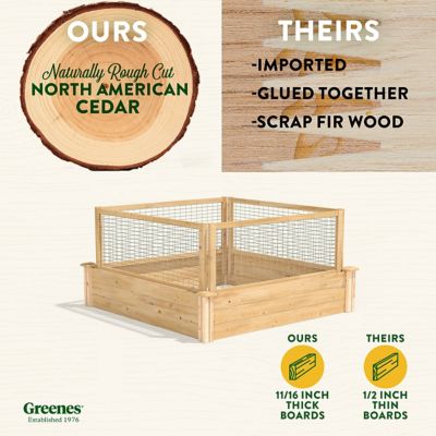 Image showing  Original Cedar Stackable Raised Garden Bed with CritterGuard Fence System, 4 ft. x 4 ft. x 10.5 in.