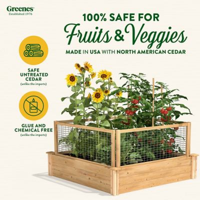 Image showing  Original Cedar Stackable Raised Garden Bed with CritterGuard Fence System, 4 ft. x 4 ft. x 10.5 in.