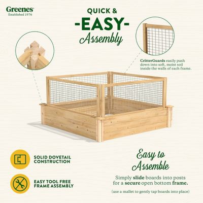 Image showing  Original Cedar Stackable Raised Garden Bed with CritterGuard Fence System, 4 ft. x 4 ft. x 10.5 in.