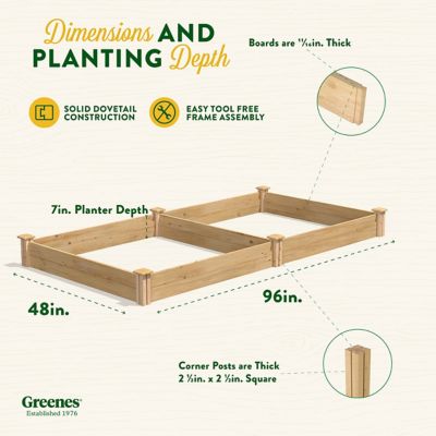 Image showing 6 th Greenes Original Cedar Stackable Raised Garden Bed, 4 ft. x 8 ft. x 7 in.