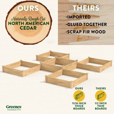 Image showing  Original Cedar Stackable Raised Garden Bed, 12 ft. x 12 ft. x 10.5-14 in., 80 sq. ft.