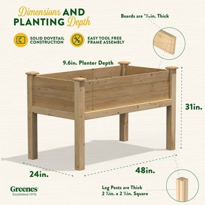 Image showing 7 th Greenes Original Cedar Elevated Garden Bed, 24 x 48 x 31in.