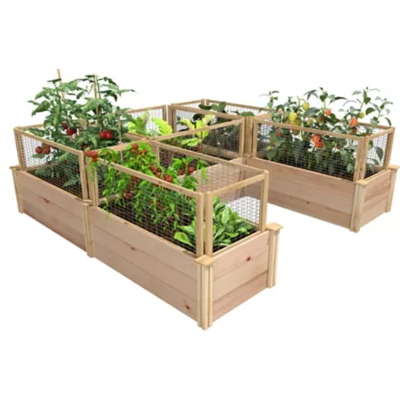 Greenes Premium Cedar Raised Garden Bed with CritterGuard Fence System 8 ft x 8 ft x 16.5 in U-Shape Raised Garden Beds