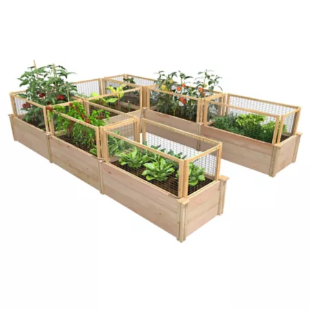 Greenes Premium Cedar Raised Garden Bed with CritterGuard Fence System 8 ft x 12 ft x 16.5 in U-Shape Raised Garden Beds