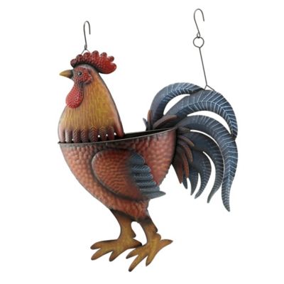 Red Shed Colorful Metal Rooster Wall Planter, Warm Multicolor
