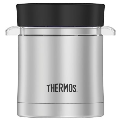Thermos Stainless Steel Microwavable Food Jar with Stainless Steel Vacuum Insulated Sleeve, 16 oz.