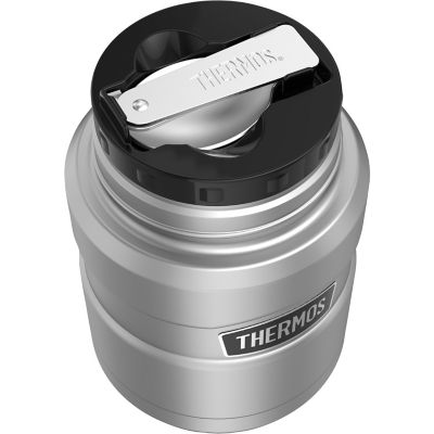 Image showing  Stainless King Vacuum-Insulated Food Jar with Folding Spoon, 16 oz., Silver