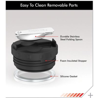 Image showing 8 th Thermos Stainless King Vacuum-Insulated Food Jar with Folding Spoon, 16 oz., Silver