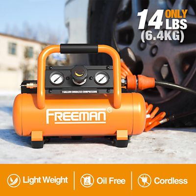 Image showing  20V Cordless 1 Gallon 1/3 HP Portable Air Compressor Kit with 4Ah Lithium-Ion Battery and Charger - 700 Shots per Charge