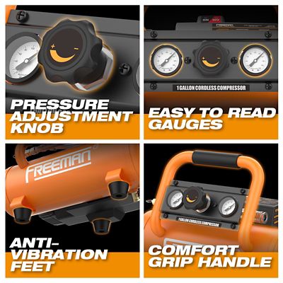 Image showing  20V Cordless 1 Gallon 1/3 HP Portable Air Compressor Kit with 4Ah Lithium-Ion Battery and Charger - 700 Shots per Charge