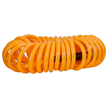 Freeman 1/4 in. x 25 ft. Polyurethane Recoil Air Hose with Bend Restrictors and Brass Fittings, P1425RCF