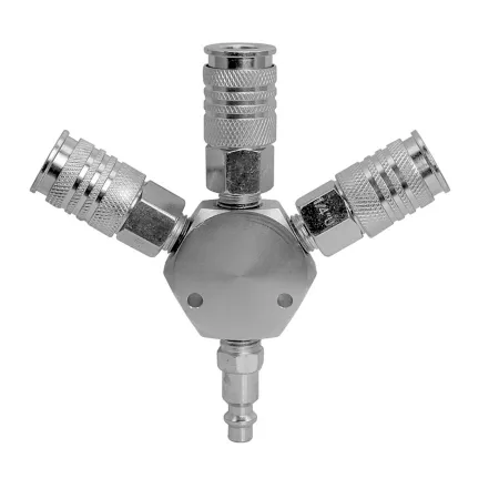 Freeman Universal 3-Way 1/4 in Steel Air Manifold with Quick Connect Couplers Air Hose Fittings