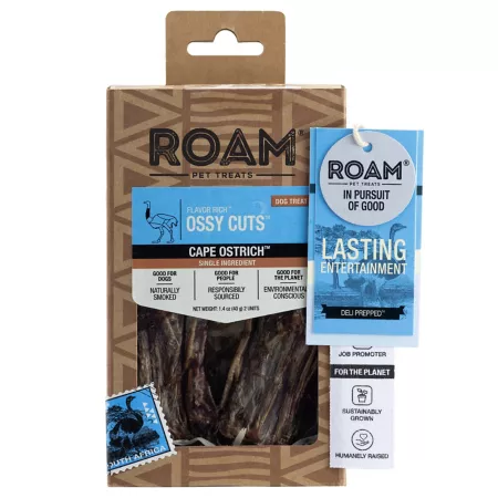 Roam Ossy Cuts Single Source Ostrich Flavored Dog Chews 1.4 oz 2 ct Dog Bones Rawhide & Rawhide Alternative