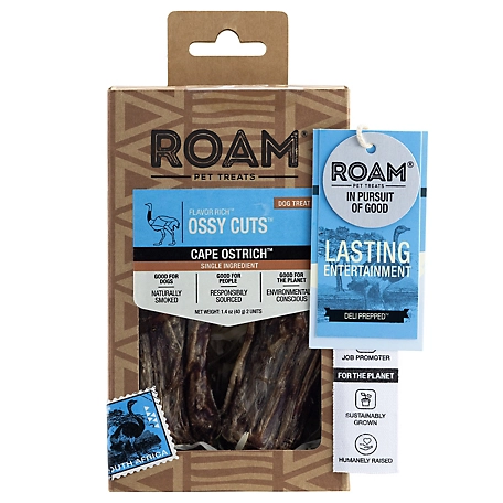 Roam Ossy Cuts Single Sourced Novel Protein Ostrich Flavor Dog Chew Treats, 1.4 oz., 2 ct.
