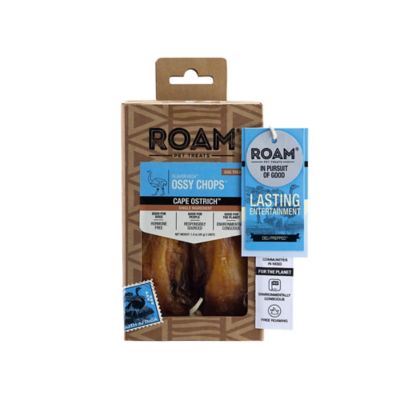 Roam Ossy Chops Single Sourced Novel Protein Ostrich Flavor Dog Chew Treats, 1.4 oz., 2 ct.