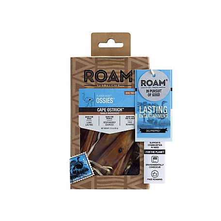 Roam Ossies Mini Single Sourced Novel Protein Ostrich Flavor Dog Chew Treats, 3 oz.