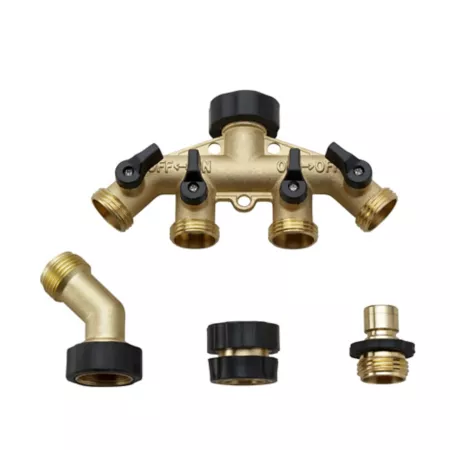 GroundWork 3/4 in 4 Piece Brass Quick Connect Hose Connector Set. Hose Connectors & Repair