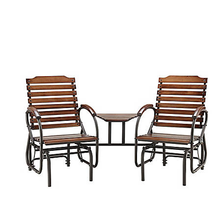 Red Finish Retro Metal Glider Chair Outdoor Garden Bistro Furniture Seat Unit 