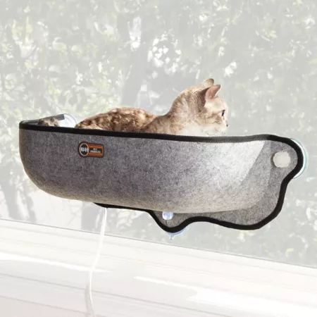 K&H Pet Products EZ Mount Thermo-Kitty Cat Bed with Extra Deep Window Cat Window Perches & Wall Shelves