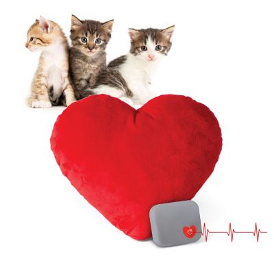 K&H Pet Products Mother's Heartbeat Plush Kitten Toy Heart Pillow, Red