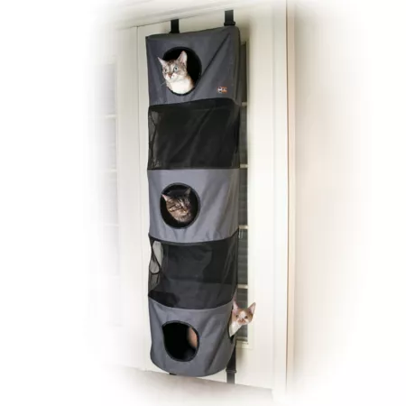 K&H Pet Products Hangin High-Rise Cat Condo 65-inch 5-Tier Chic Gray Cat Trees & Condos