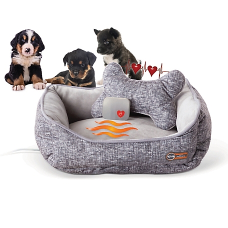 K&H Pet Products Mother's Heartbeat Heated Puppy Bed and Bone Pillow