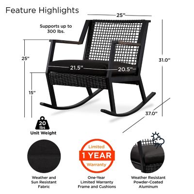 Image showing 7 th Real Flame Calvin Rocker Chair Set, Black, 2 pk.