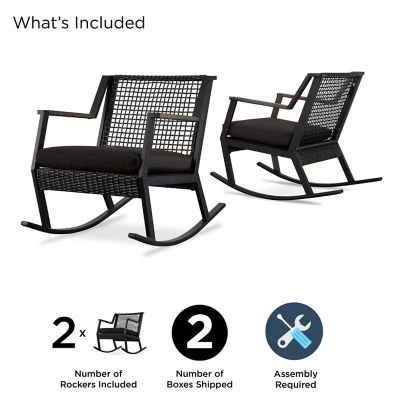 Image showing 8 th Real Flame Calvin Rocker Chair Set, Black, 2 pk.