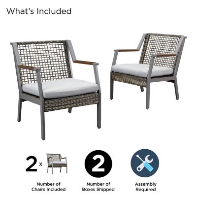 Image showing 5 th Real Flame Calvin Patio Chair Set, Gray, 2 pk.