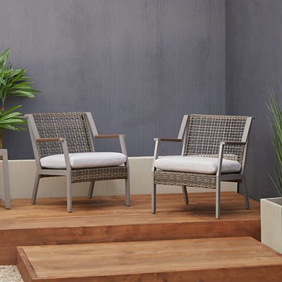 Image showing 6 th Real Flame Calvin Patio Chair Set, Gray, 2 pk.