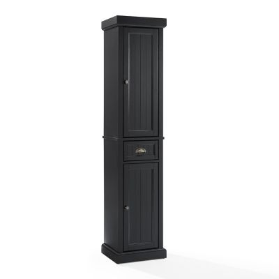Image showing  72 in. 3-Compartment Seaside Tall Linen Cabinet, Black