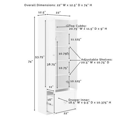 Image showing 6 th Crosley 74 in. H 2-Shelf Harper Convertible Pantry Closet
