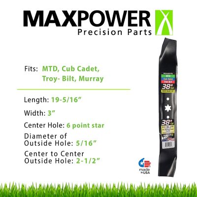 Image showing  38 in. 3-in-1 Mulching Lawn Mower Blade for MTD, Cub Cadet and Troy-Bilt Mowers