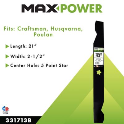 Image showing  42 in. Lawn Mower Blade for Craftsman, Husqvarna and Poulan Mowers, Replaces OEM 127843, 138498, 138971 and 53-21278-43
