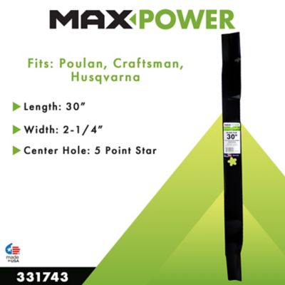 Image showing  30 in. Lawn Mower Blade for Craftsman, Husqvarna and Poulan Mowers, Replaces OEM 532419273