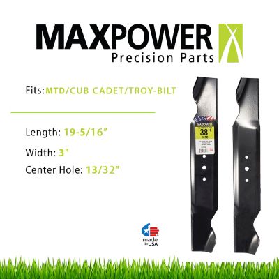 Image showing  38 in. Lawn Mower Blades for MTD, Cub Cadet and Troy-Bilt Mowers, Replaces OEM 742-0322, 742-0472 and 942-0493, 2-Pack