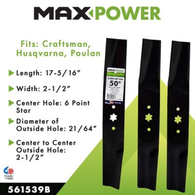Image showing  50 in. Mulching Lawn Mower Blades for MTD, Cub Cadet and Troy-Bilt Mowers, Replaces OEM 942-0623, 3-Pack
