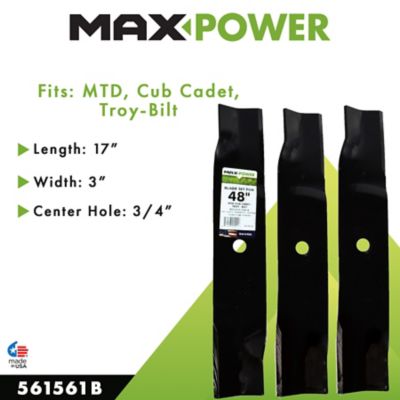 Image showing  48 in. High-Lift Lawn Mower Blades for MTD, Cub Cadet and Troy-Bilt Mowers, 3-Pack