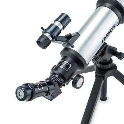 Image showing  133.5x 70mm Skychaser Refractor Beginner Telescope with Tabletop Tripod, Black/Silver