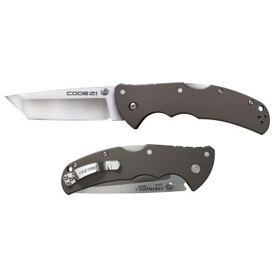 Image showing  3.5 in. Code 4 Tanto-Point Plain Edge S35VN Folding Knife, Silver