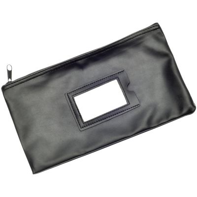 Image showing  Vinyl 7-Day Pack of Zippered Bank Deposit Cash and Coin Bags with Card Window, Black
